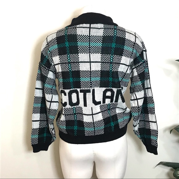 Rare Vintage Plaid “SCOTLAND” Knit Turtleneck Sweater - Picture 4 of 5